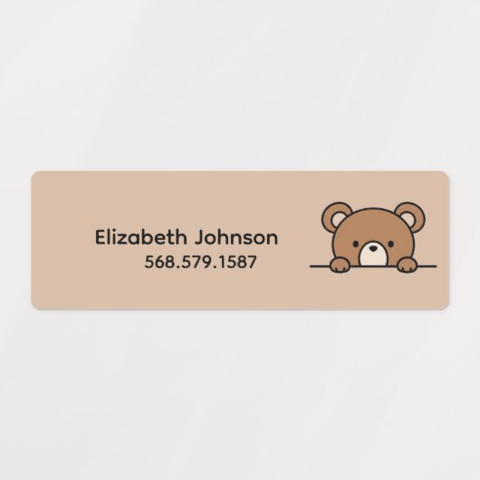 Kids Cute Animals Cartoon Name School Labels (Design 1)