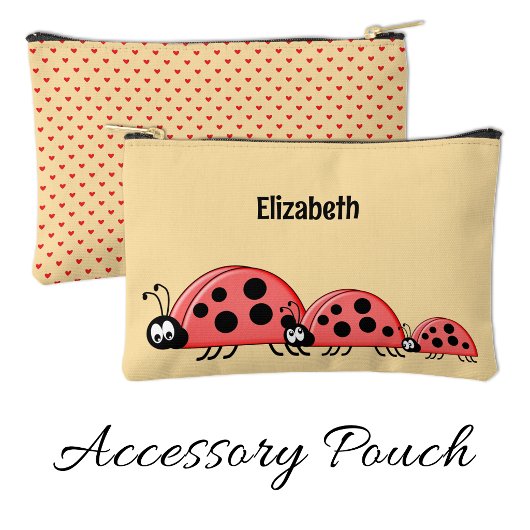 Kids cute ladybugs add a name red peach etui