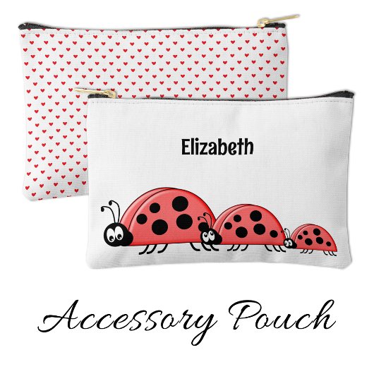 Kids cute ladybugs add a name red white etui