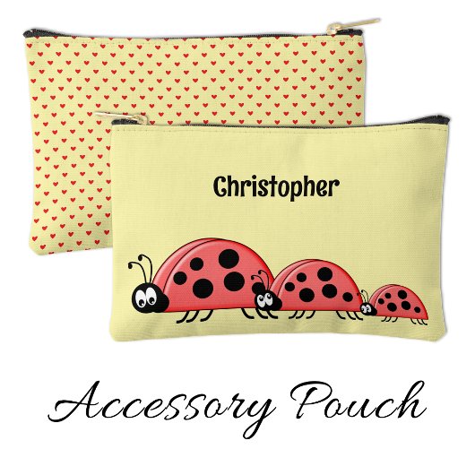 Kids cute ladybugs add a name red yellow etui