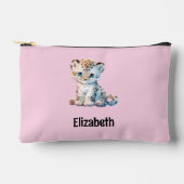 Kids cute leopard add a name pink black etui (Voorkant)