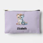 Kids cute leopard add a name purple black etui (Voorkant)