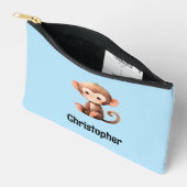 Kids cute monkey add a name blue black etui (Open)