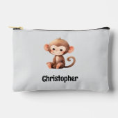 Kids cute monkey add a name grey black etui (Voorkant)