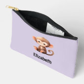 Kids cute monkey add a name purple black etui (Open)