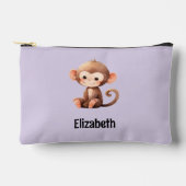 Kids cute monkey add a name purple black etui (Voorkant)