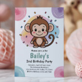 Kids Cute Monkey Jungle Birthday Party Kaart