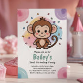 Kids Cute Monkey Jungle Birthday Party Kaart