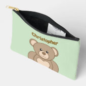 Kids cute teddy bear add a name brown green etui (Open)