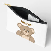 Kids cute teddy bear add a name brown white etui (Open)