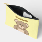 Kids cute teddy bear add a name brown yellow etui (Open)