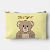 Kids cute teddy bear add a name brown yellow etui (Voorkant)