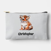 Kids cute tiger add a name grey black etui (Voorkant)