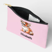 Kids cute tiger add a name pink black etui (Open)