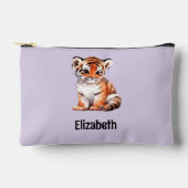 Kids cute tiger add a name purple black etui (Voorkant)