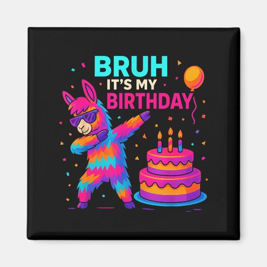 Kids Dabbing Llama Birthday Funny Bday Party Tee Magneet (Voorkant)