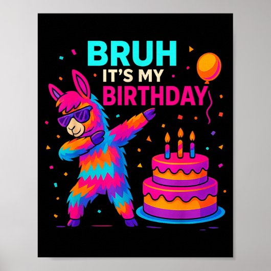 Kids Dabbing Llama Birthday Funny Bday Party Tee Poster (Voorkant)