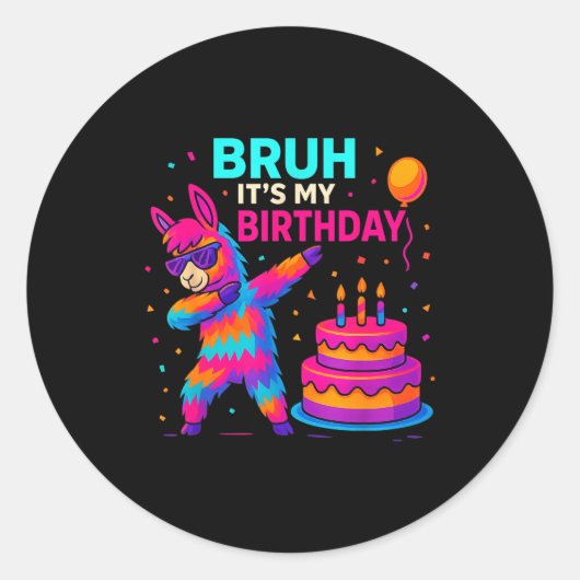 Kids Dabbing Llama Birthday Funny Bday Party Tee Ronde Sticker (Voorkant)