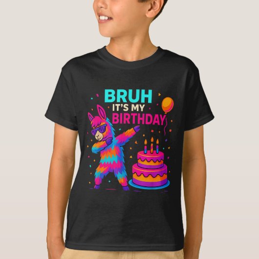 Kids Dabbing Llama Birthday Funny Bday Party Tee  T-shirt (Voorkant)