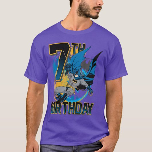 Kids DC Comics Batman 7th Birthday Action Shot fri T-shirt (Voorkant)