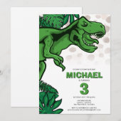 Kids Dino Themed Jurassic Dinosaur Birthday Kaart (Voorkant / Achterkant)