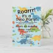 Kid's dinosaur Birthday party invitation template Kaart (Staand voorkant)