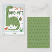 Kids Dinosaur Classroom Valentine Card Notitiekaartje (Voorkant / Achterkant)