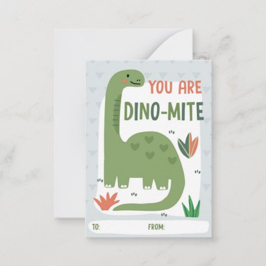 Kids Dinosaur Classroom Valentine Card Notitiekaartje (Voorkant)