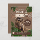 Kids Dinosaur Theme Birthday Party Invitation Informatiekaartje (Voorkant / Achterkant)