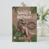 Kids Dinosaur Theme Birthday Party Invitation Informatiekaartje (Staand voorkant)