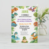 Kids Dinosaur Themed Birthday Kaart (Staand voorkant)