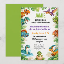 Kids Dinosaur Themed Birthday Kaart