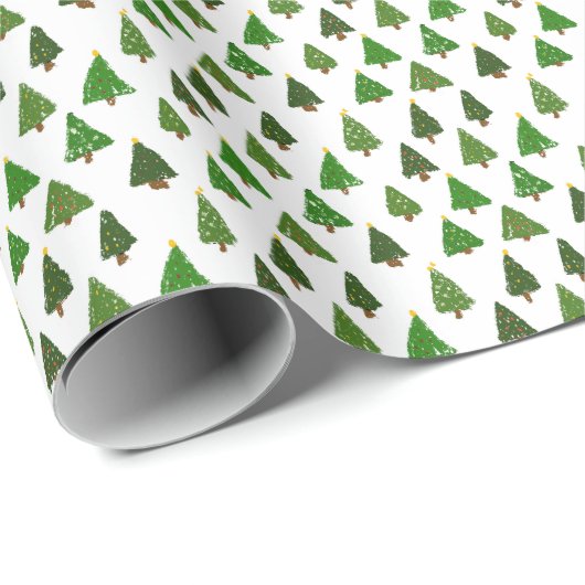 Kids drawing style Christmas tree Cadeaupapier (Rol Hoek)