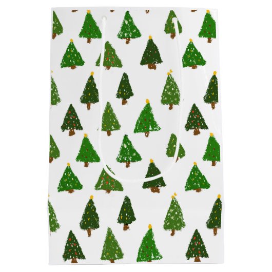 Kids drawing style Christmas tree Medium Cadeauzakje (Achterkant)