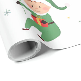 Kids Elf Christmas Wrapping Paper Cadeaupapier