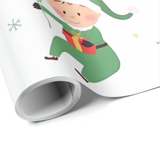 Kids Elf Christmas Wrapping Paper Cadeaupapier (Rol Hoek)