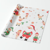 Kids Elf Christmas Wrapping Paper Cadeaupapier (Uitgerold)