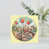 Kids Enjoying their Cakes, Sodas and Balloons Kaart (Staand voorkant)