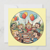 Kids Enjoying their Cakes, Sodas and Balloons Save The Date (Achterkant)