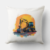 Kids Excavator Pillow Kussen (Voorkant)