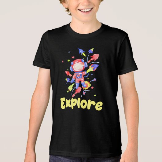 Kids Explore Space Tri-Blend Shirt (Voorkant)