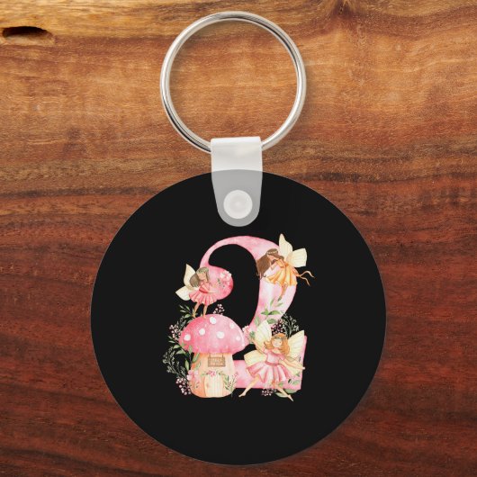 Kids Fairy 2nd Birthday Girl Party Magical Fairy B Sleutelhanger (Voorkant)