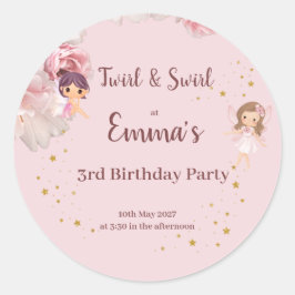 Kids Fairy Themed Party Invitation Ronde Sticker