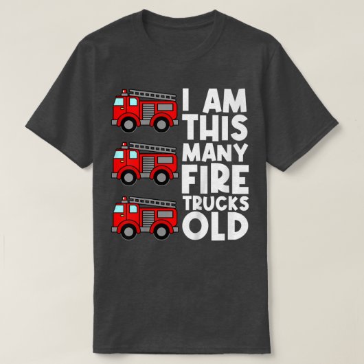 Kids Fire Truck Tshirt For Boys, 3 Year Old Birthd (Design voorkant)