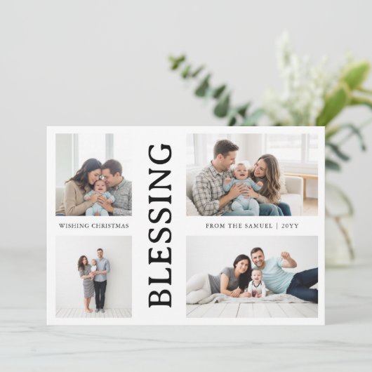 Kid's First Christmas Family Photo Script  Feestdagenkaart (Staand voorkant)