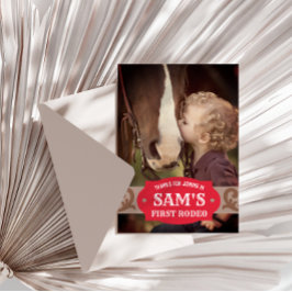 Kids FIrst Rodeo Rood/Bruin Western Foto Bedankkaart