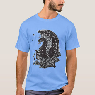 Kids Floral Unicorn In Space Girl  T-shirt