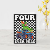 Kids Four Ever Wild Dinosaur Monster Truck 4th Bir Kaart (Gele Bloem)