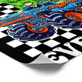 Kids Four Ever Wild Dinosaur Monster Truck 4th Bir Poster (Hoek)