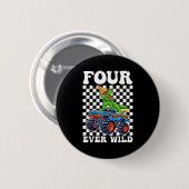 Kids Four Ever Wild Dinosaur Monster Truck 4th Bir Ronde Button 5,7 Cm (Voorkant /achterkant)